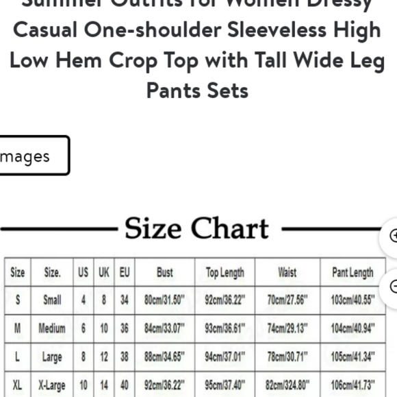 Women One Shoulder Hi Lo Cropped Satin Wide Leg Set in beige sz xl - Picture 7 of 7